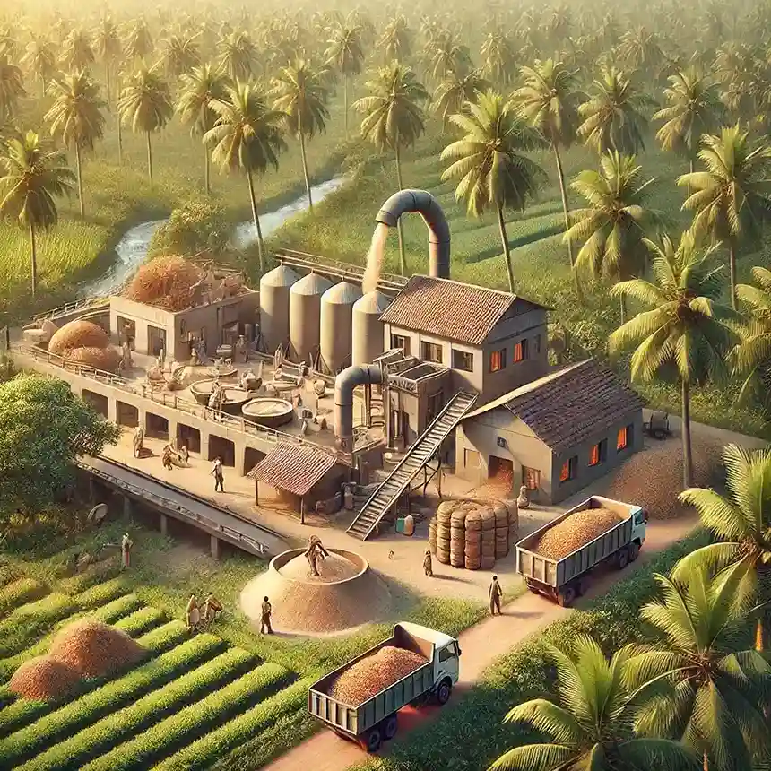 tamilnadu with abundant  resources of raw material for coco peat manufacturing process