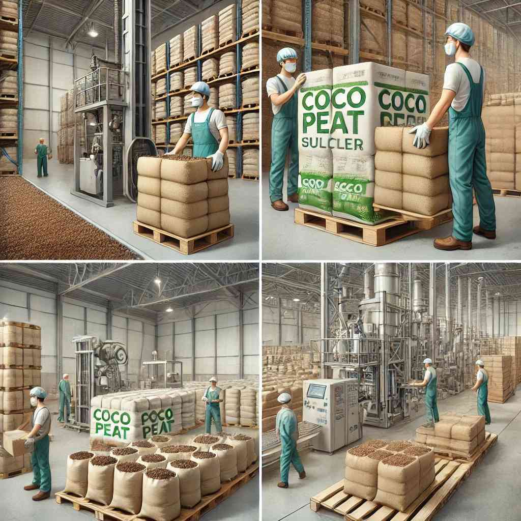 a cocopeat  supplier preparing for shipping coco peat 