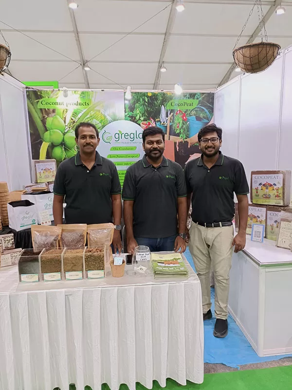 team of greglo cocopeat supplier and manufacturer showcasing coco peat at Business Expo in Nasik Maharashtra 