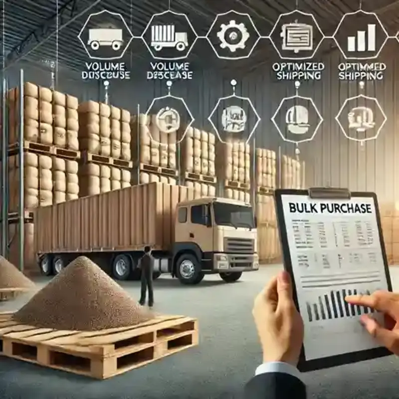 Warehouse showing bulk purchase benefits with optimized pricing and logistics