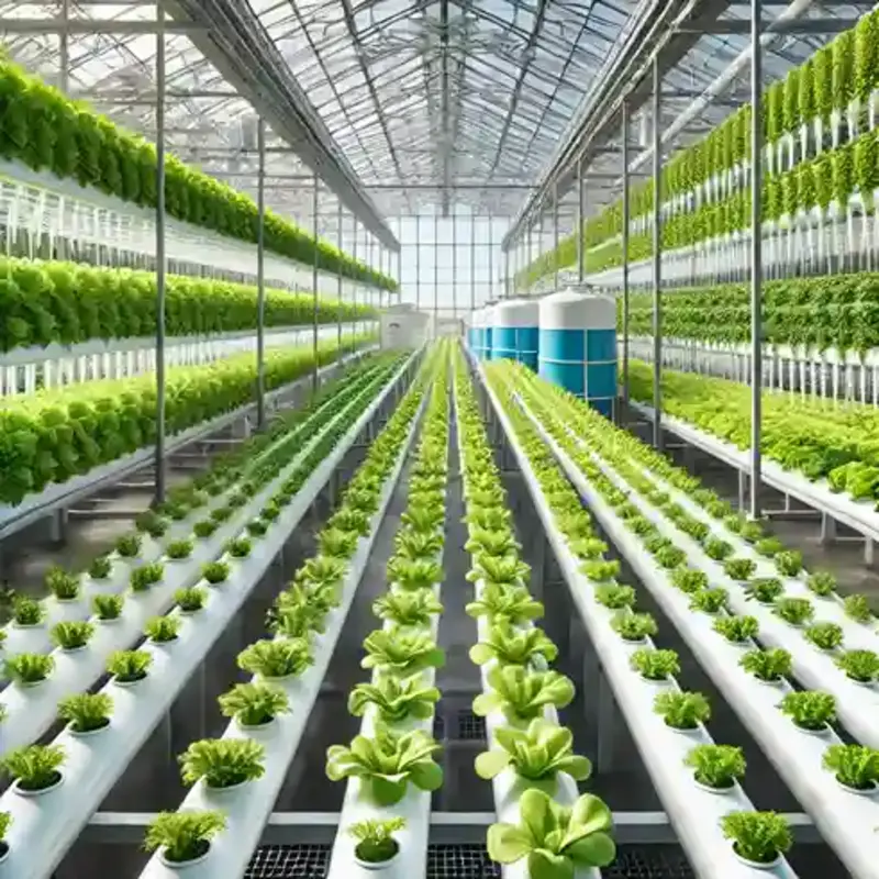 hydroponic farm growing lettuce and spinach