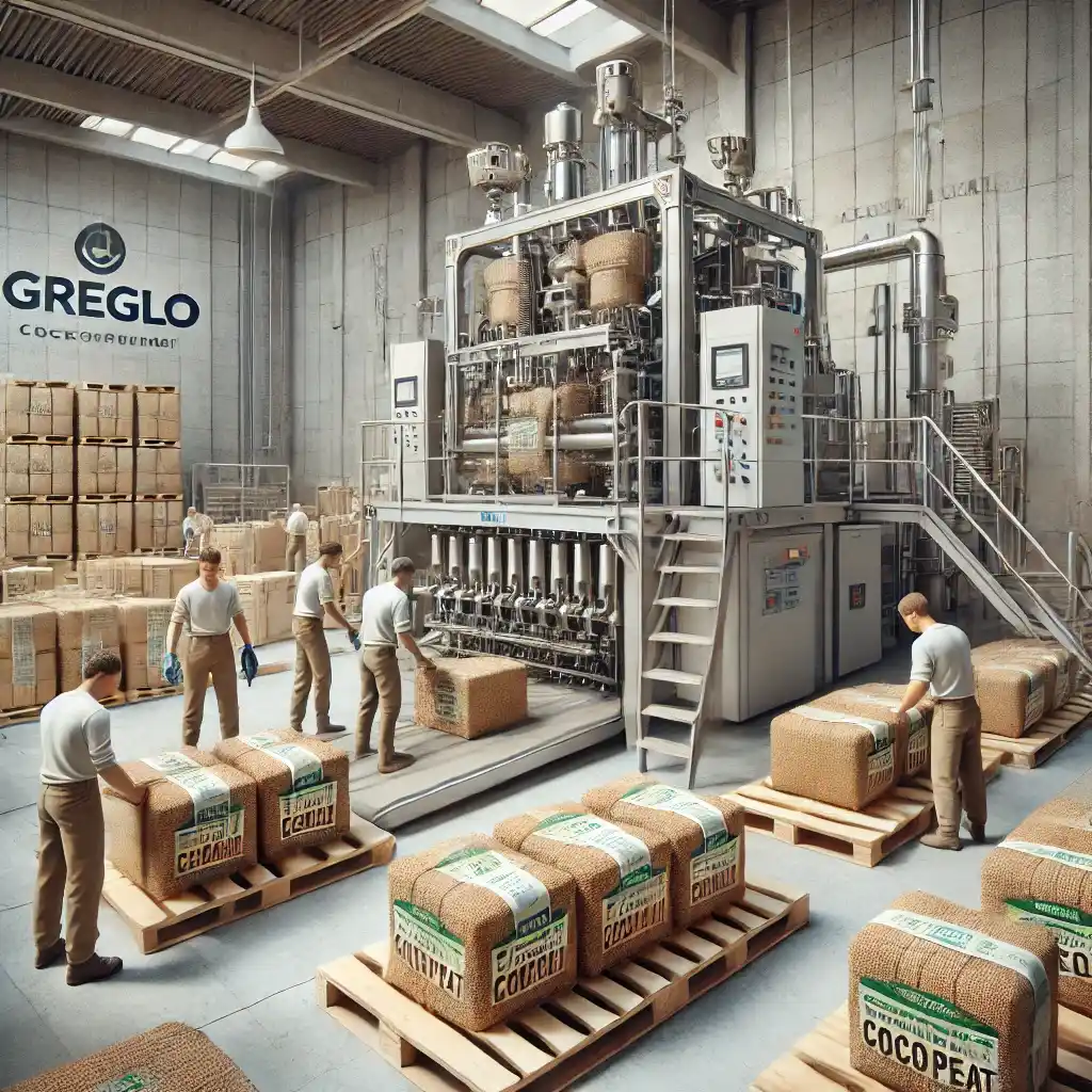 cocopeat packaging process by manufacturers in coir factory