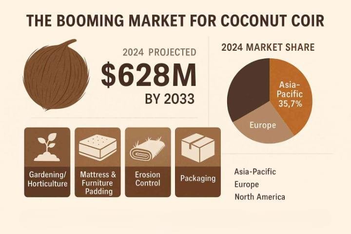 Global Market Trends for Coconut Coir Products (2025): Grow Bags, Furniture, Erosion Control & Packaging