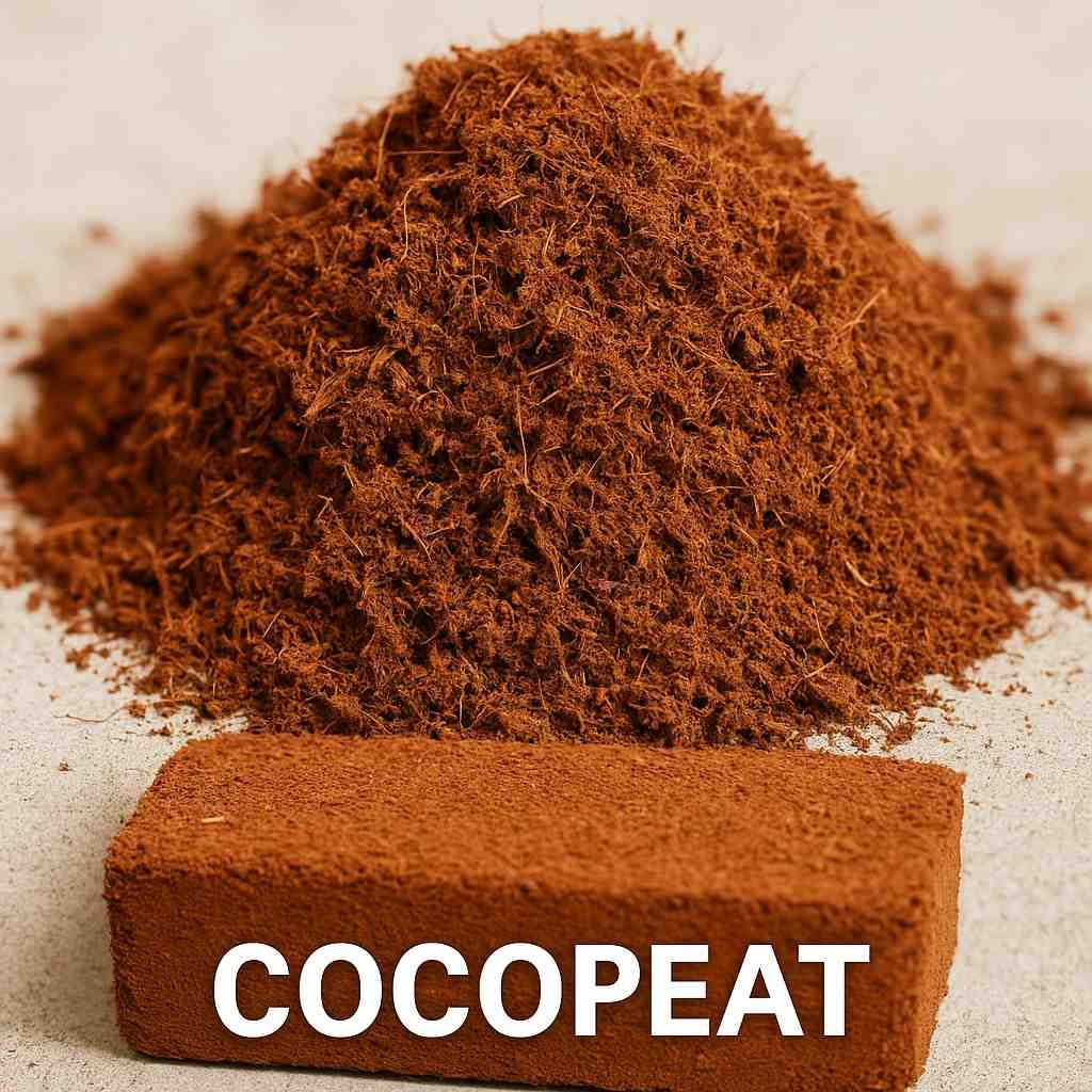 Close-up view of premium cocopeat used as a sustainable growing medium in horticulture and hydroponics.