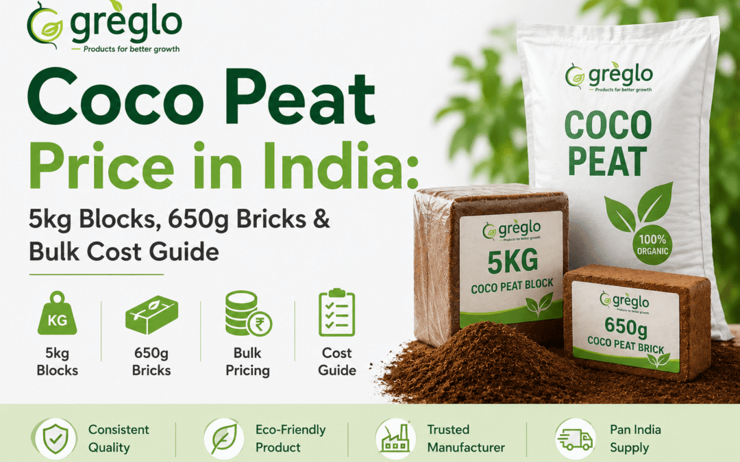 Coco peat price in India for 5kg blocks and 650g bricks