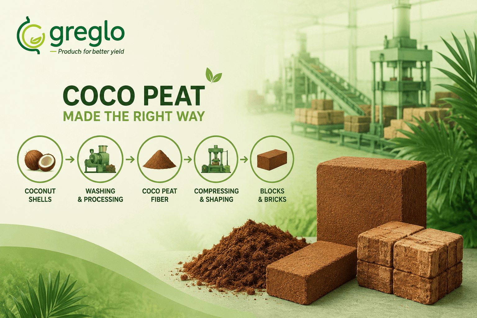 Coco peat manufacturing process