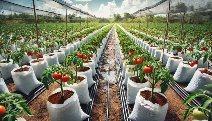 Vegetable seedlings planted in coir pith growing medium.