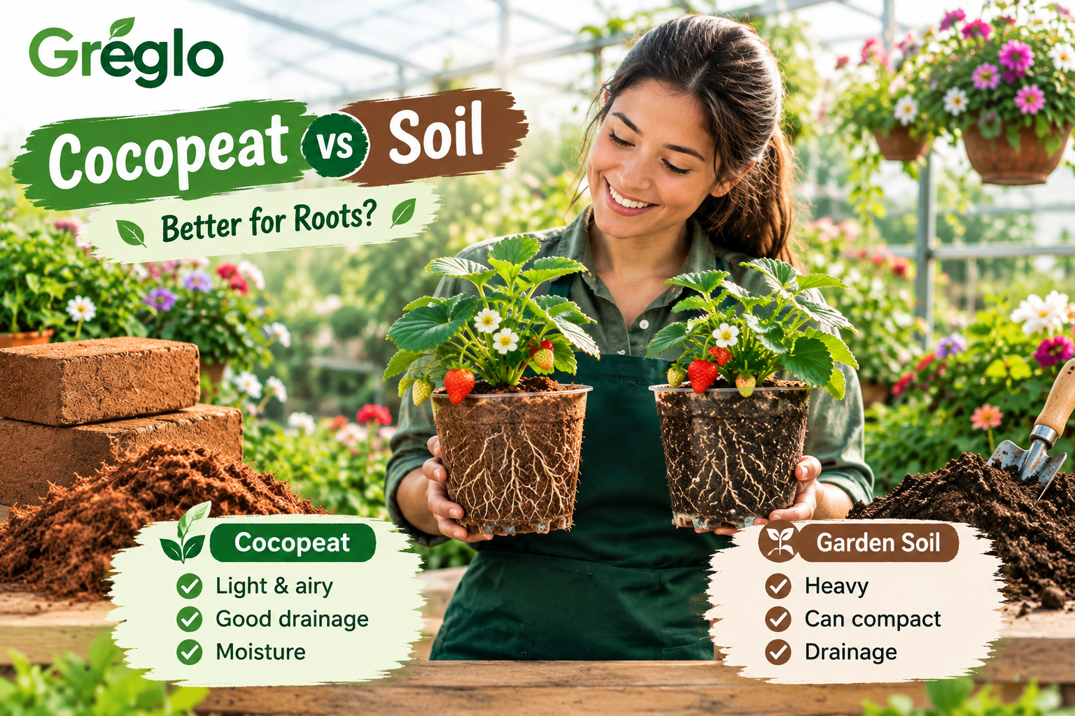 Cocopeat vs soil for plant growth