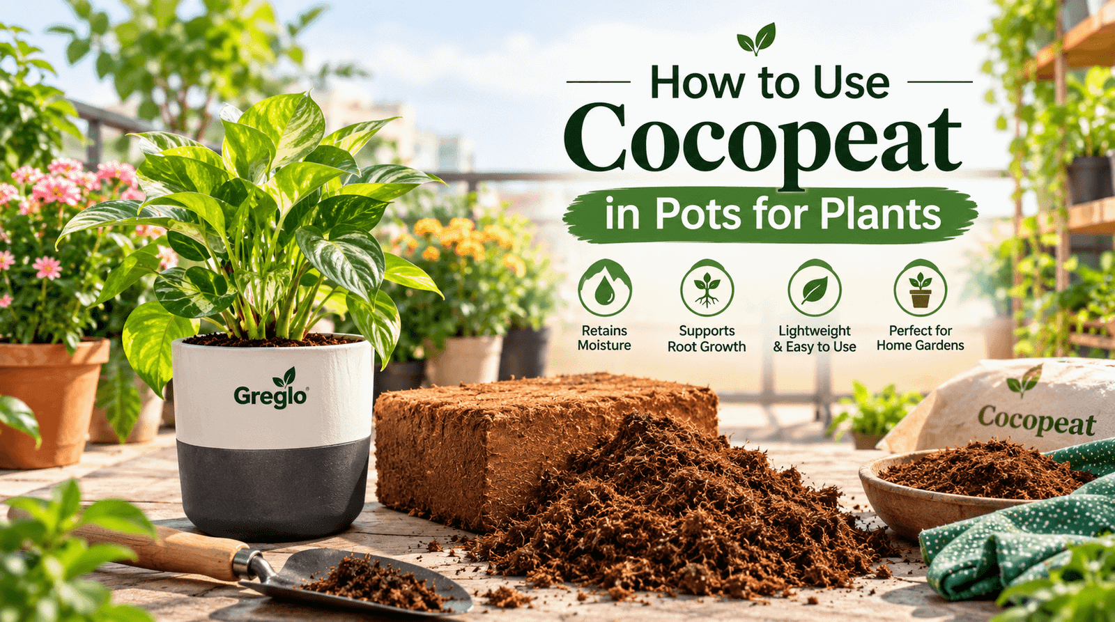 How to Use Cocopeat in Pots for Plants | Greglo