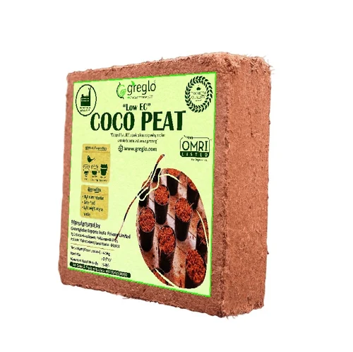 Cocopeat blocks made from coconut husk for gardening and plant growing