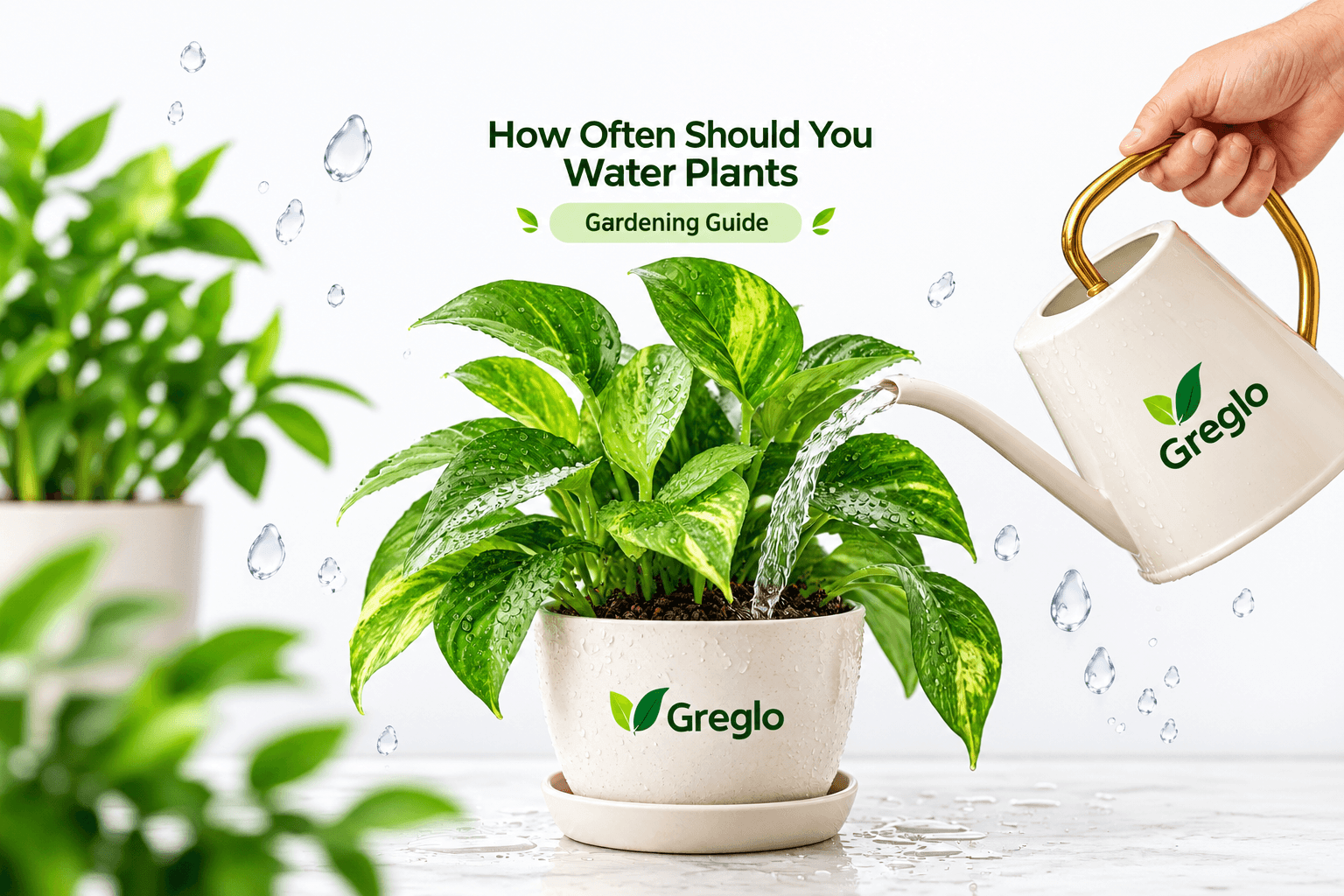 How often should you water plants with a Greglo pot and watering can