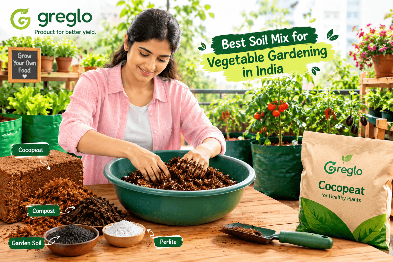 Best soil mix for vegetable gardening in India using cocopeat and garden soil in a home garden