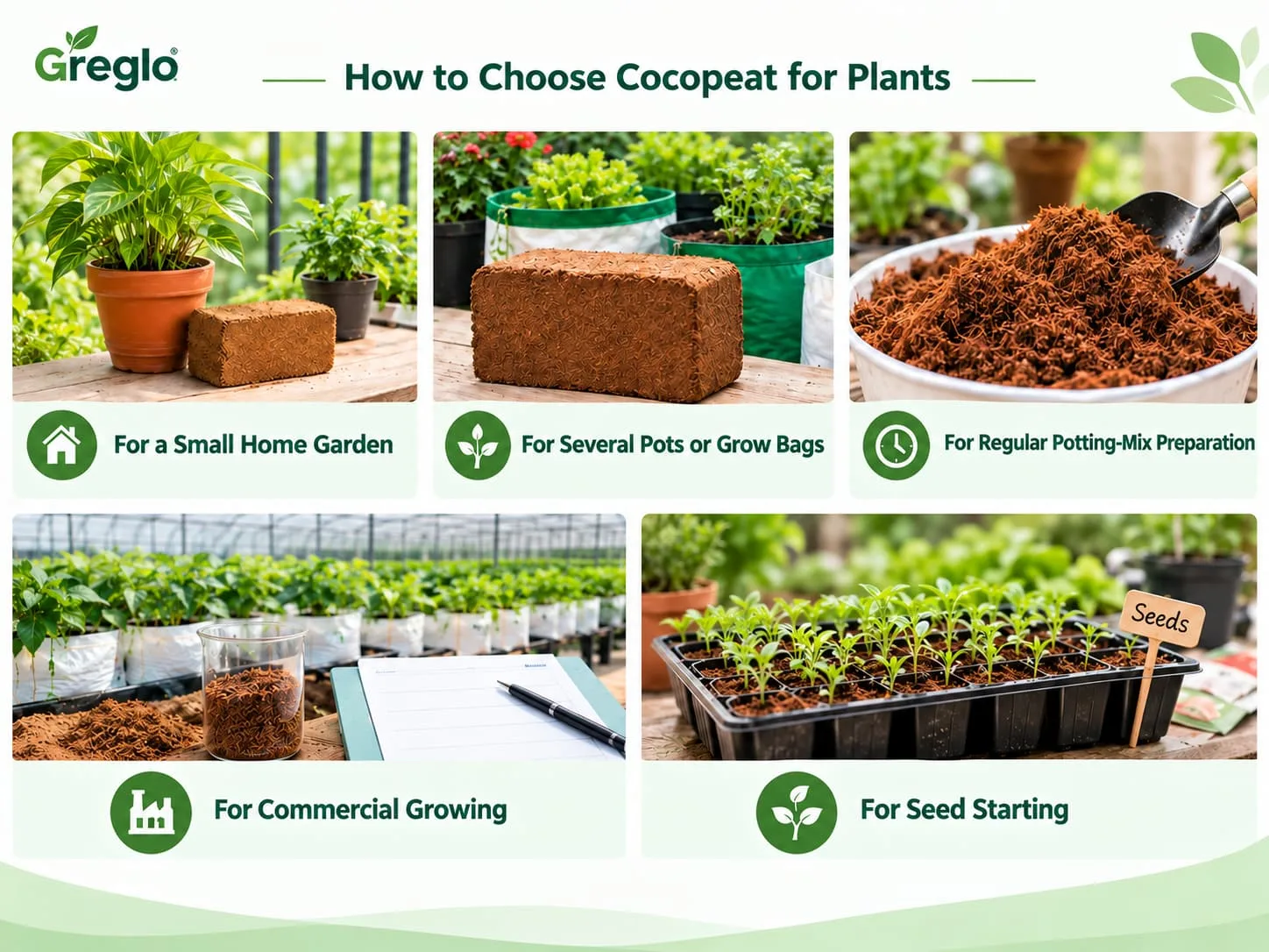 How to Choose Cocopeat for Plants Cocopeat options for home gardens, grow bags, potting mixes, commercial growing, and seed starting.